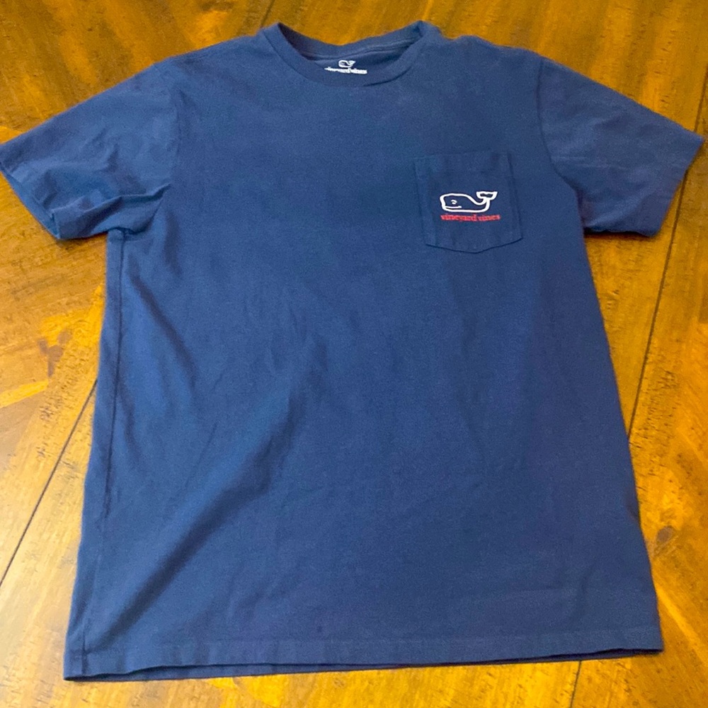 Vineyard Vines boys Large navy short sleeve shirt 2016 happy holidays